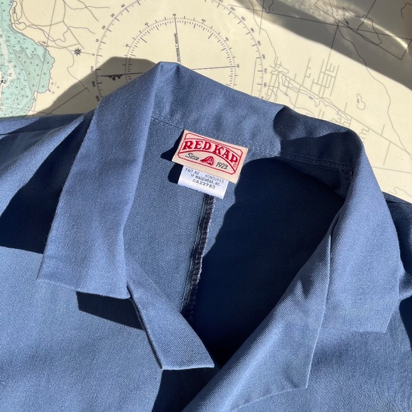 Vintage Red Hat Slate Blue Lab Coat 36 - Picture 3 of 6